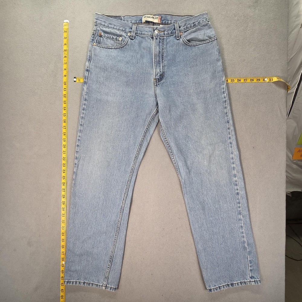 Levis 505‎ Jeans Mens Light Wash Blue Regular Straight Zip Fly Fits 34x31